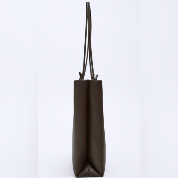 Chocolate Brown ZARA Minimalist Tote Shoulder Bag - Picture 2 of 4